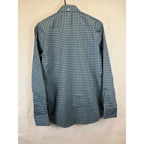 NWT Ben Sherman Men’s button-up Medium blue/green and gray check stretch - Picture 3 of 7